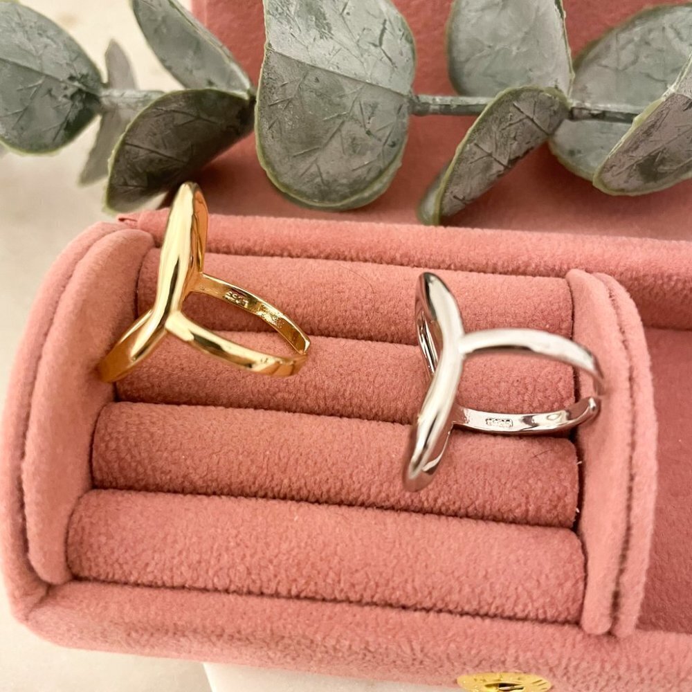 925 Sterling Silver Chunky Oval Ring Statement Ring Round Geometric Oval Ring - Picture 7 of 9